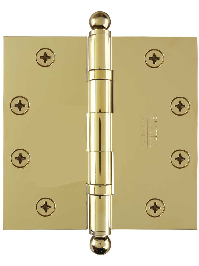 4 1/2" Solid Brass Ball-Bearing Door Hinge with Ball Tips